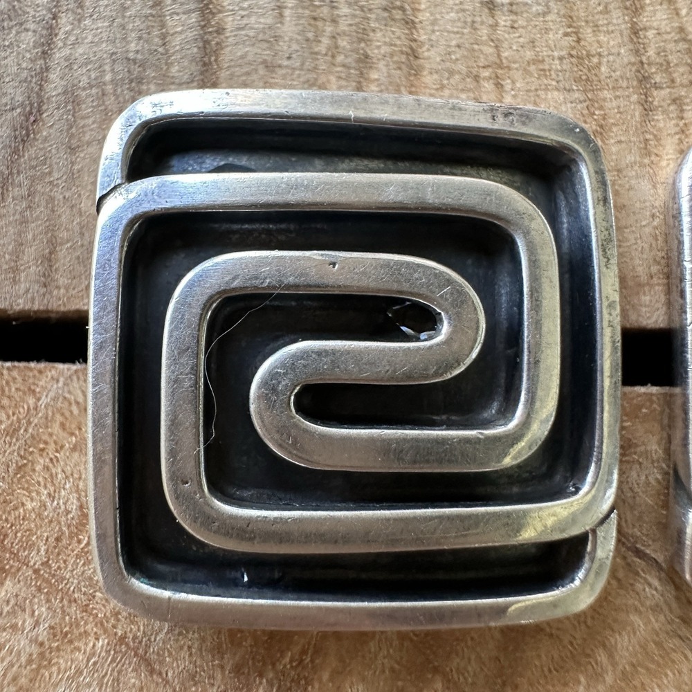 Vintage Silverbird Earrings 0.625 Inch‎ Geometric Maze Square 925 Sterling 11.6g - Picture 3 of 10